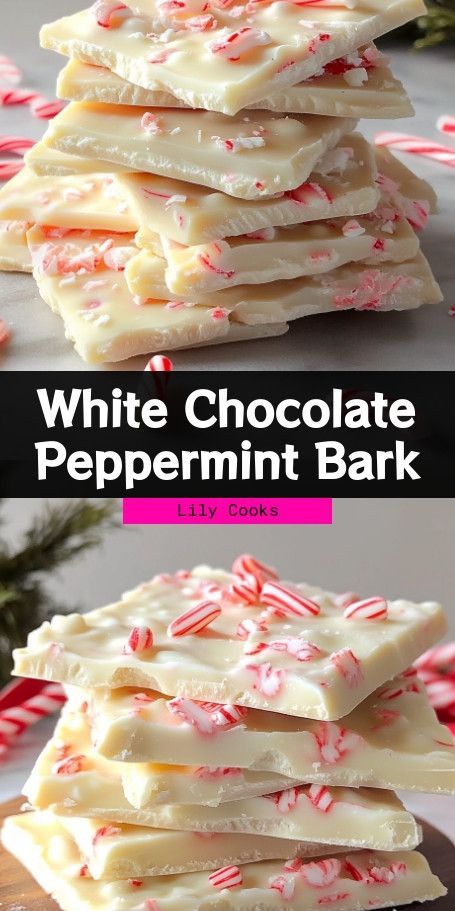 White Chocolate Peppermint Crunch Recipe: Perfect Holiday Treat Indulge in the festive flavors of White Chocolate Peppermint Crunch, a perfect treat for holiday gatherings or homemade gifts. This easy recipe combines creamy white chocolate with refreshing peppermint and crunchy textures for a sweet delight everyone will love. Ready in just 15 minutes! #HolidayBaking #FestiveTreats ..... Chocolate Bark Recipes Easy, White Chocolate Bark Recipes, Chocolate Peppermint Bark Recipe, Peppermint Cheesecake Bars, Bark Recipes Easy, Dessert Bars Recipes Easy, White Chocolate Fudge Recipes, White Chocolate Peppermint Bark, Homemade Peppermint Bark