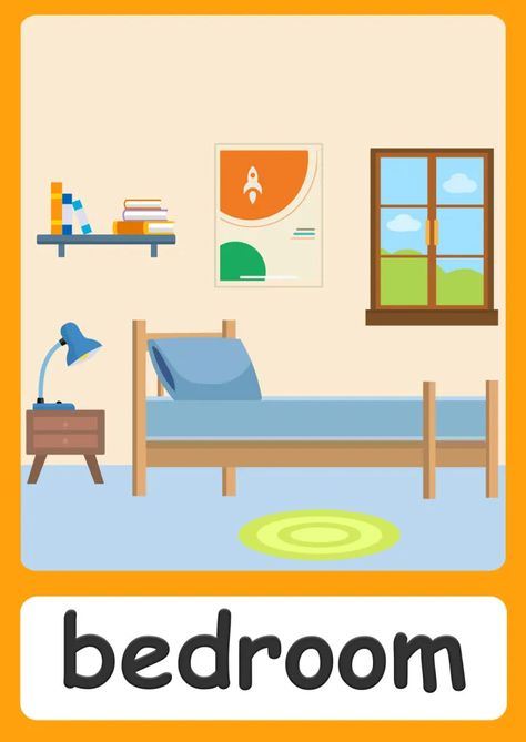 Learn prepositions with Bedroom Flashcards! Preposition Flashcards Free Printable, House Flashcards, Parts Of The House Flashcards, Prepositions With Pictures, Verbs + Preposition, Verb + Prepositions, Flashcards For Kindergarten, Modern Kids Toys, Sequencing Activities Kindergarten