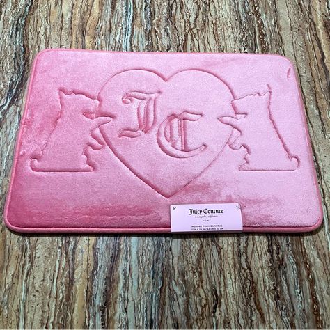 Juicy Couture Memory Foam Bath Rug Pink Brand: Juicy Couture Color: Pink Size: 17” X 24” Condition: Brand New With Original Tags Same Day Shipping Via Usps Juicy Couture Bath Bath Rug Pink Memory Foam Bath Rug Mcbling Rug, Juicy Couture Comforter Set, Juicy Couture Aesthetic Room, Juicy Couture Decor, Juicy Couture Home Decor, Juicy Couture Room Decor, Rug Bathroom Ideas, Juicy Couture Room, Pink Girly Things Aesthetic