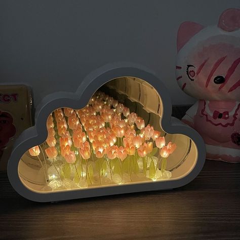 Cloud Mirror, Cloud Night Light, Tulip Lamp, Sea Flowers, Creative Lamps, Transparent Flowers, Plant Table, Clouds Design, Cloud Shapes