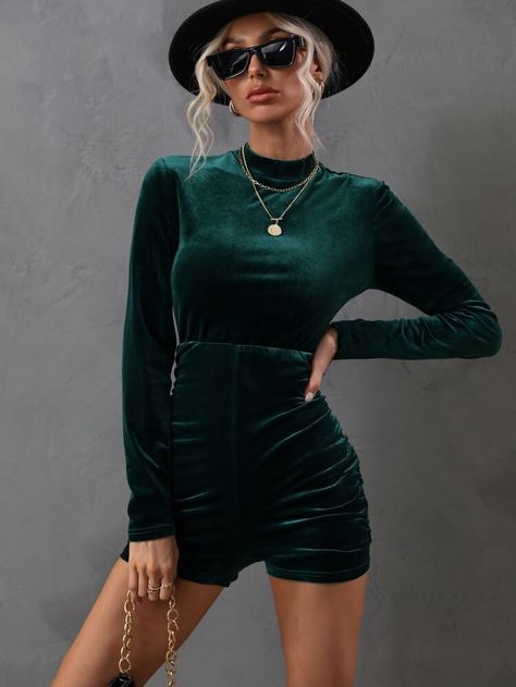 Body Verde, Velvet Romper, Rachel Green, Rompers Women, Jumpsuits For Women, Mock Neck, Leather Skirt, Taylor Swift, Rompers