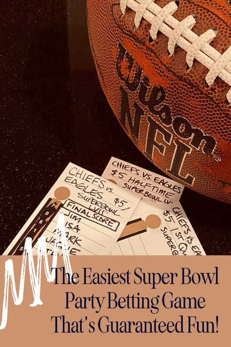 Easiest Super Bowl Party Betting Game That’s Guaranteed Fun! | 10 Line Strip Cards game and football Super Bowl Bets For Kids, Games To Play During Superbowl, Super Bowl Betting Board, Super Bowl Bets, Football Dice Game, Super Bowl Games To Play Families, Super Bowl Betting Games, Superbowl Betting Games, Super Bowl Games To Play