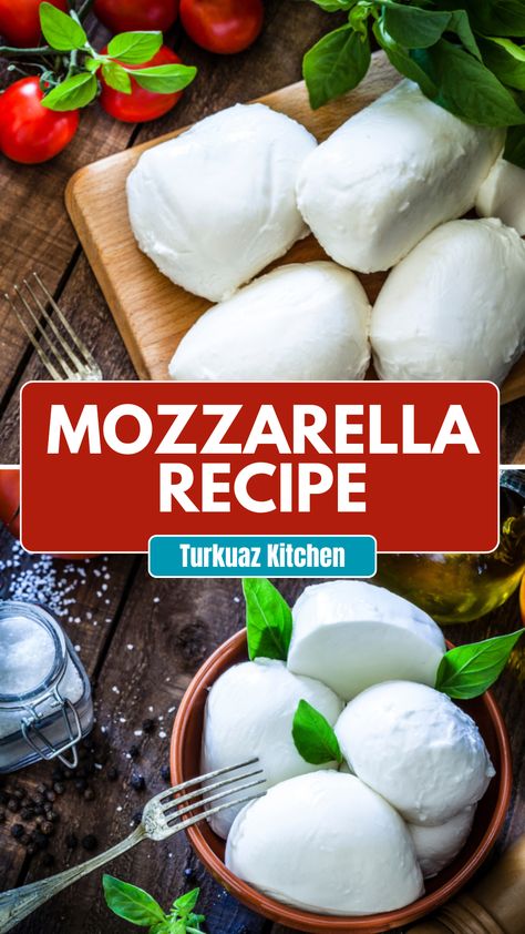 Turkuaz Kitchen Mozzarella Recipe Motzerrela Cheese, Turkuaz Kitchen Recipes, Fresh Mozzarella Recipe, Homemade Mozzarella Cheese, Recipes With Mozzarella Cheese, Mozzarella Recipe, Homemade Mozzarella, Mozzarella Recipes, Garlic Cheese Bread