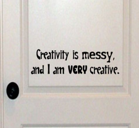 Fun Bedroom Door Decals / Kid's Room Door Decals / Playroom Door Decals / Creativity Is Messy and I am Very Creative Decal by DesignITSouth on Etsy https://www.etsy.com/listing/531429417/fun-bedroom-door-decals-kids-room-door Fun Door Signs, Door Sign Painting Ideas, Bedroom Door Posters, Bedroom Door Poster Ideas, Quotes For Door Decorations, Name On Door Ideas, Cute Door Signs Bedroom, Bedroom Door Signs Aesthetic, Door Room Decorations