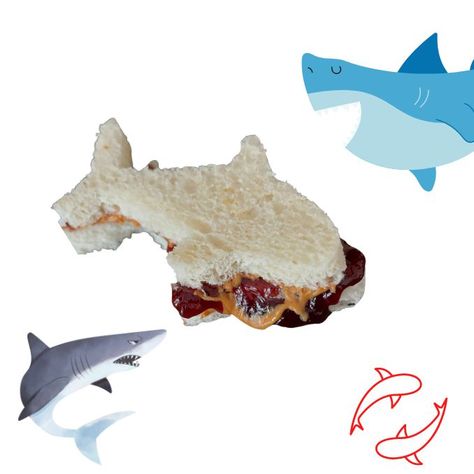 Shark Sandwich, Shark Themed Food, Shark Recipes, Pbj Sandwich, Shark Food, Shark Stuff, Shark Week Party, Shark Themed Party, Cool Sharks