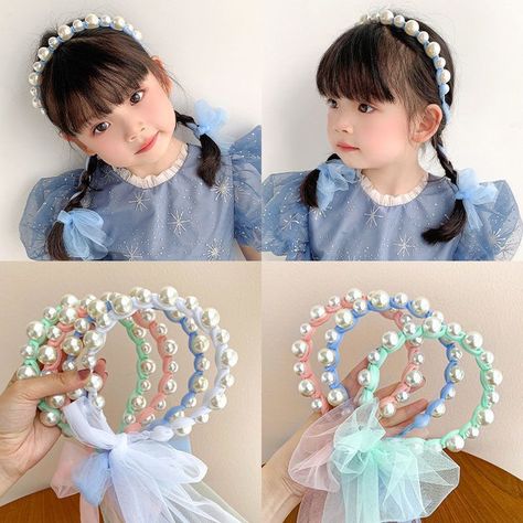 Smarter Shopping, Better Living! Aliexpress.com Bow Tie Hair, Ribbon Headbands, Cute Headbands, Cute Princess, Princess Girl, Art Simple, Ribbon Hair, Pearl Headband, Hair Hoops