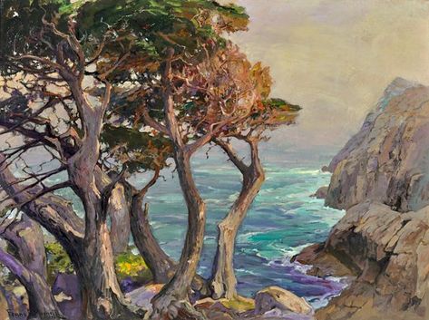 Franz Bischoff - A Cool Fog Drifting Franz Bischoff, California Impressionism, Arts Exhibition, Art Conference, Art Retreats, California Landscape, School Collection, Outdoor Paint, California Art