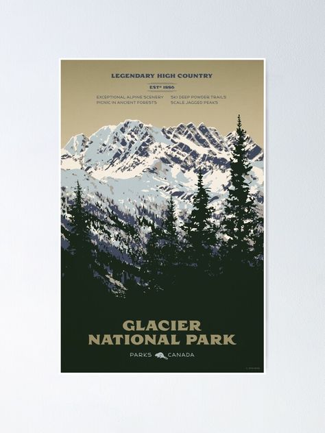 "Glacier National Park" Poster by cameronstevens | Redbubble Glacier National Park Trip, National Park Art, Parks Canada, Ancient Forest, National Park Posters, Park Art, Glacier National, Modern Poster, Glacier National Park