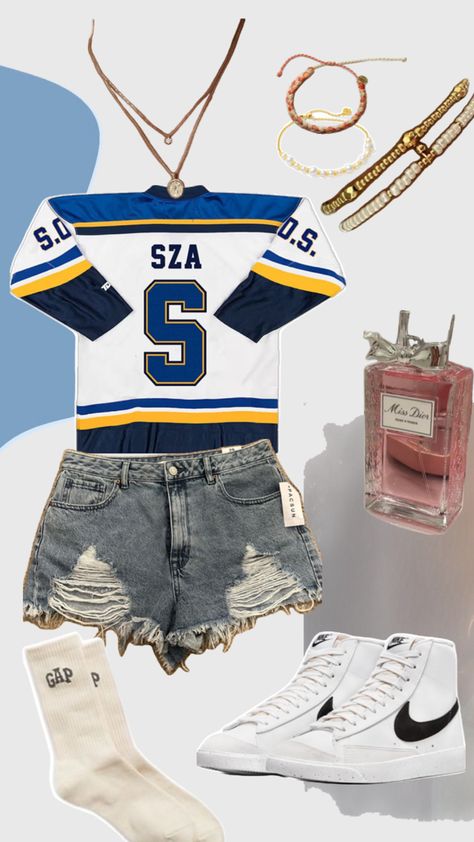 #sza What To Wear To Sza Concert, Sza Jersey Outfit, Sza Style Outfits, Sza Aesthetic Outfits, Sza Outfits Concert, Sza Concert Outfit, Kendrick Concert, Sza Outfits, Sza Concert