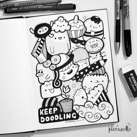 Pencils 2B. Drawing Pen 0.3 and 0.7. Sketch Book A5. Camera 5MP July, 23rd, 2013 Some creatures with a board and there's "I am UNIQUE" on the board. Because the theme is "Unique", so I put differen... Doddleoddle Art Design, Best Doodle Art, Cool Doodle Art, Pic Candle Doodle, Doddleoddle Art, Doodle Art Letters, Pic Candle, Doddle Art, Doodle Videos