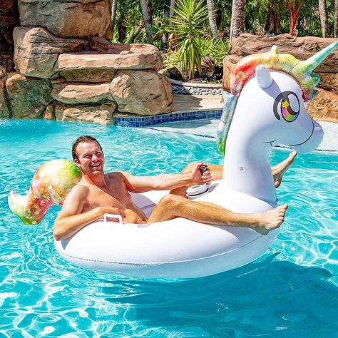 Aboard this Giant Motorized Unicorn Pool Float, you can cruise the pool in style. A fun and adorable unicorn float, it is made with heavy-duty PVC and has a 66-watt... Giant Motorized Unicorn Pool Float on Cool Stuff To Buy inc. - Find Cool Things To Buy! (500+ Cool Stuff) Unicorn Pool Float, Unicorn Float, Pool Tube, Pool Rafts, Inflatable Float, Lower Back Support, Pool Lounger, Giant Inflatable, Legendary Creature