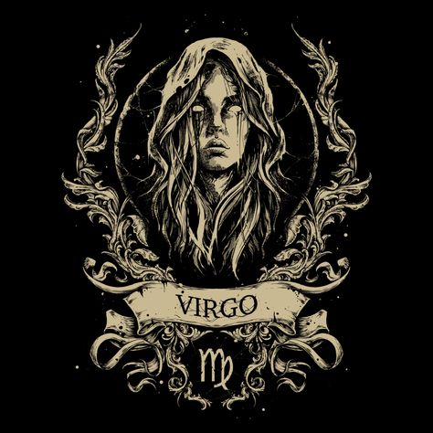 Virgo Women Aesthetic, Zodiac Art Virgo, Zodiac Prints, Virgo Tattoo Designs, Virgo Goddess, Ipad Layout, Zodiac Sign Virgo, Astrology Tattoo, Virgo Art