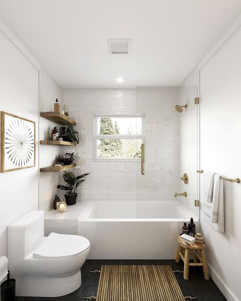 Small Bathroom With Tub, Future Bathroom, Bathtub Shower Combo, Bathroom With Tub, Small Bathroom Layout, Bathroom Tub Shower, Bathroom Redesign, Bathroom Inspiration Decor, Upstairs Bathrooms