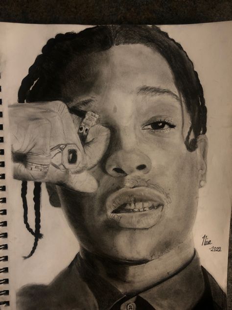 Portrait Gcse Art, Asap Rocky Drawing, Rocky Drawing, Drawing Ideas Realistic, Rocky Tattoo, Fake Skin, Artistic Ideas, Artsy Aesthetic, Vibes Art