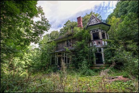 Overgrown Abandoned, Houses In The Woods, Abandoned Mansion For Sale, Victorian Rooms, Mansion Living, Scary Houses, Mansion Exterior, Creepy Houses, Plans Architecture