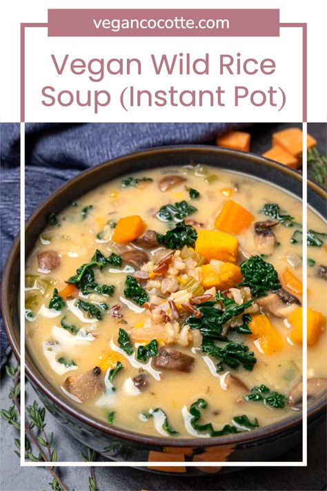 Wild Rice Soup Instant Pot, Rice Soup Instant Pot, Vegan Wild Rice Soup, Vegan Cocotte, Vegan Wild Rice, Cocotte Recipes, Instant Pot Vegan, Vegetable Soups, Vegan Tomato Soup