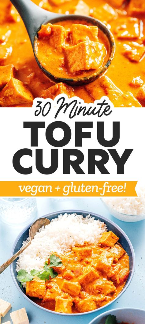 Thai Curry Tofu Recipes, Tofu Lentil Curry, Tofu Recipes For Dinner, Curried Tofu Recipes, Easy Tofu Dishes, Quick Vegetarian Curry, Indian Vegan Curry, Vegan Tofu Curry Recipes, Tofu Recipes Healthy Indian