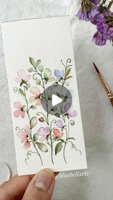 Simple Watercolour Flower Cards, Watercolour Flower Border, Floral Watercolour Card, Loose Watercolor Flowers Watercolour, Faux Flowers Decor, Learning Watercolor, Watercolour Pink Flowers, Watercolour Bookmarks Flower, Watercolor Guide