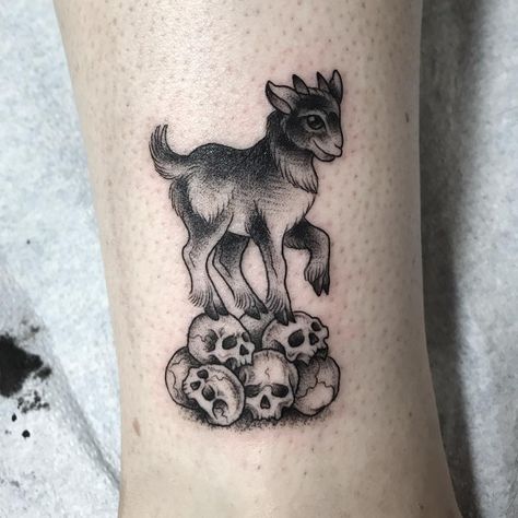 Tattoo Goat, Goat Tattoo, Brooklyn Tattoo, Vegan Tattoo, Happy Saturday Everyone, B Tattoo, Dark Tattoo, Stippling, Custom Tattoo