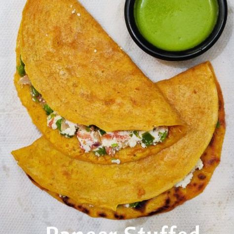 Paneer Stuffed Besan Cheela Recipe | Paneer Besan Ka Chilla | Breakfast Besan Ka Chilla, Sponge Dosa, Cheela Recipe, Besan Chilla, Crispy Recipes, Dosa Recipe, Tasty Breakfast, Chaat Recipe, Green Chutney