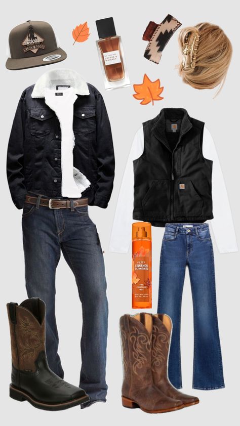 Fall Matching Outfits Couple, Thanksgiving Outfit Ideas For Women, Cute Couple Matching Outfits, Country Outfits Women, Basic Girl Outfit, Cozy Thanksgiving, Picture Day Outfits, Cute Cowgirl Outfits, Classic Thanksgiving