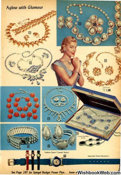 1955 Spiegel Christmas Catalog 1950 Costumes, 50s Accessories, Jewelry Poster, Jewelry Campaign, Jewelry Advertising, 50s Jewelry, Jewellery Advertising, 1950s Jewelry, Coro Jewelry