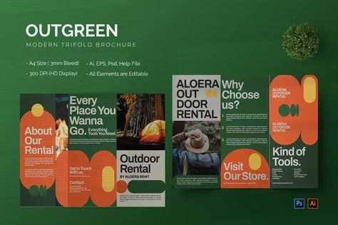 Outgreen - Trifold Brochure, Print Templates ft. outdoor & design - Envato Elements Company Pamphlet Design, Outdoor Poster Design, Nonprofit Brochure, Event Brochure Design, Creative Brochure Design, Concept Paper, Nonprofit Design, Event Brochure, Brochure Design Creative