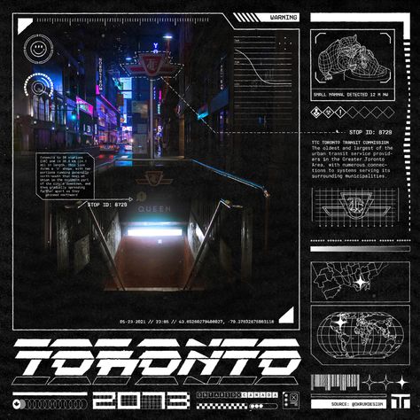 赛博朋克多伦多海报系列 on Behance Toronto Poster, Hub Design, Thumbnail Ideas, Cyberpunk Design, Poster Graphic, Graphic Shapes Design, Futuristic Aesthetic, General Assembly, Poster Series