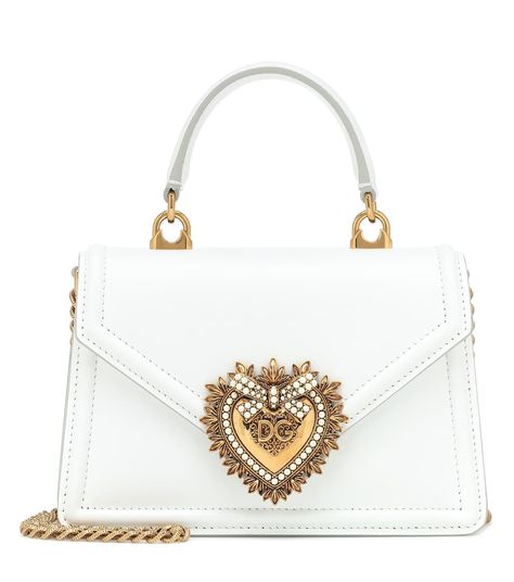 Handmade Heart, Fancy Bags, Dolce E Gabbana, Dolce & Gabbana, Handle Bag, Leather Satchel, White Bag, Leather Top, Fashion Handbags