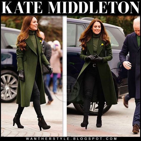 Kate Middleton Green Coat, Olive Green Wool Coat Outfit, Green Pea Coat Outfit, Kate Middleton Coats Winter, Emerald Green Jacket Outfit, Army Green Trench Coat Outfit, Dark Green Trench Coat Outfit, Green Ankle Boots Outfit, Olive Green Coat Outfit