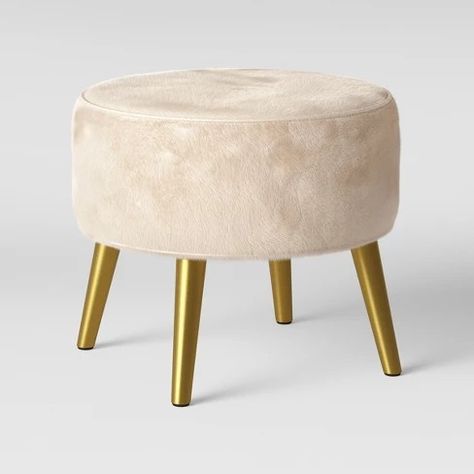 Arctic Project, Cozy Living Room Furniture, Faux Fur Ottoman, Fur Ottoman, Cozy Sitting Area, Kursi Bar, Modern Ottoman, Furniture Design Wooden, Round Stool