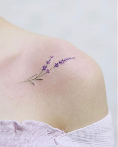 Purple Tattoos, Lavender Tattoo, Tasteful Tattoos, Inspiration Tattoos, Tattoo Women, Flowers Tattoo, Classy Tattoos, Discreet Tattoos, Dainty Tattoos