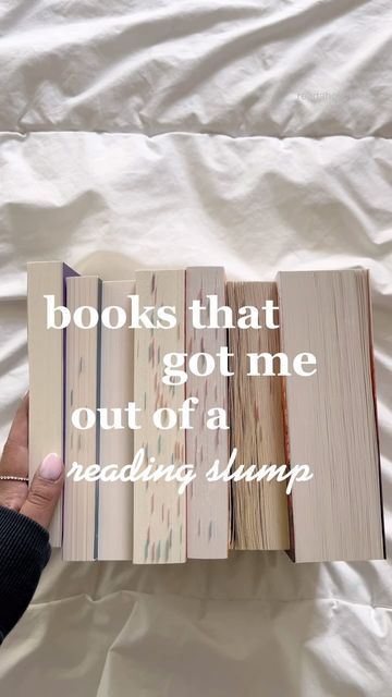 Tej | Readaholic Book Reviews on Instagram: "✨books that got me out of a reading slump✨ 💬What do you do when you feel like you’re in a reading slump? I try to switch genres, take a break and watch a tv show or often reread favorites! These are a few books that got me out of a reading slump and became favorites. I couldn’t read them fast enough 😍 #bookslump #booklover #romancebooks #bookstack #bookstagram #booktok #romantasyboks #bookrecs #bookaddict #readingnook #romcom #bookreader #bookblogger #booktube" Books To Get You Out Of A Reading Slump, Romcom Books To Read, Book Reader Gifts, Reading Slump, Book Reading Journal, Healing Books, Motivational Books, Book Things, Book Suggestions