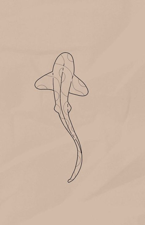 Swimming Woman Tattoo, Leopard Shark Tattoo Fine Line, Whale Shark Line Tattoo, Girly Shark Tattoo, Swimming Shark Tattoo, Simple Ocean Animal Tattoo, Shark Tattoo Line, Beach Fine Line Tattoo, Zebra Shark Tattoo