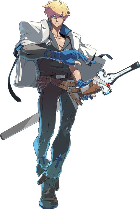 Ky Kiske, Guilty Gear Xrd, Gear Art, Guilty Gear, Game Character Design, Dieselpunk, Fantasy Character Design, Game Character, Swords