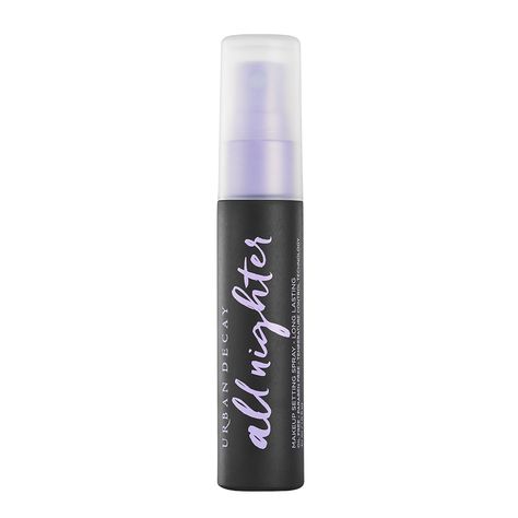 TRAVEL-SIZE ALL NIGHTER Urban Decay Spray, All Nighter Setting Spray, Makeup Finishing Spray, Spray Foundation, Travel Size Makeup, Vibrant Makeup, Urban Decay All Nighter, Oily Skin Care Routine, Fixing Spray