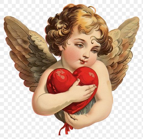 Angel Png, Cupid Valentine, Angel Cupid, Cupid Heart, Valentine Vintage, Angel Wings Art, Love Angel, Wings Art, Heart Illustration