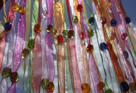 Door curtain | Door curtain, beads and ribbons, backed by cl… | trying to keep still | Flickr Boho Curtains Diy, Diy Door Curtain, Bead Door Curtain Diy, Fly Curtain, Curtain Beads, Door Curtains Diy, Ribbon Curtain, Bead Curtains, Beaded Door Curtains