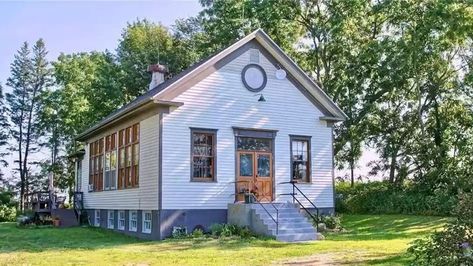 Heated Tile Floor, Country School, Maple Floors, Old School House, School House Rock, School House, Contemporary Living Spaces, Brick Building, Grand Staircase