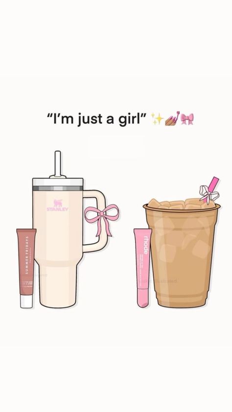 #imjustagirl #islaaaa #urfav_isla12 #beauty #stanley #icecoffee #lipgloss #rhode #summerfridays Skincare Wallpaper Backgrounds, Stanley Wallpaper, I'm Just A Girl, Skincare Aesthetic Illustration, Lip Gloss Quotes Girly Things, Pink Skin Care Aesthetic Quotes, Walking Cartoon, Memes About Lipgloss, Pink Wallpaper Laptop