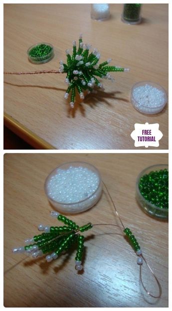 Seed Bead Christmas Decorations, Bead Christmas Tree, Beaded Christmas Tree, Christmas Beading, Christmas Tree Beads, Christmas Tree Candle Holder, French Beaded Flowers, Tree Collar, Tree Candle Holders