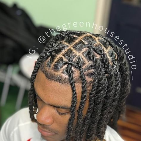 Cross Criss 2 Strands - The Greenhouse Studio on Instagram Criss Cross Loc Styles, Cross Hairstyles, Two Strand Locs, Greenhouse Studio, Loc Hairstyles, The Greenhouse, Locs Hairstyles, Loc Styles, Locs