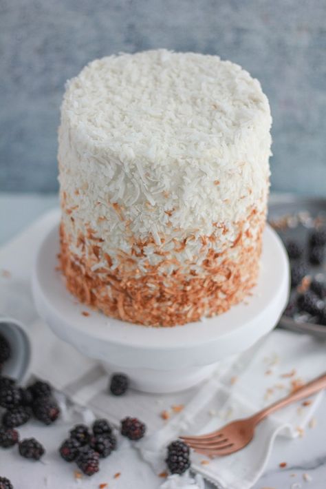 Coconut Cake Decoration, Toasted Coconut Cake, Baking With Blondie, Blackberry Cake, Coconut Frosting, Dark Chocolate Cakes, Summer Cakes, Coconut Cake, Almond Cakes