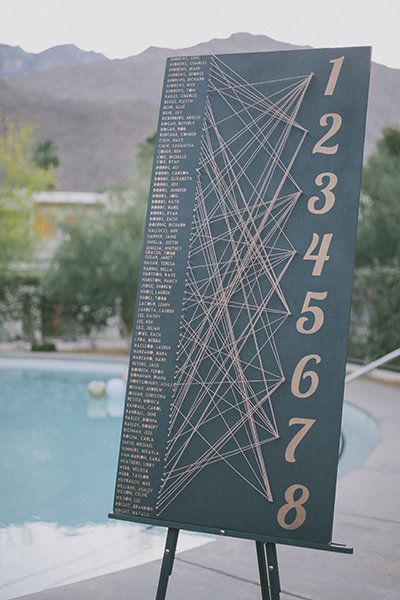 Seating Chart Wedding Seating Display, Creative Wedding Table Numbers, Unique Seating Chart Wedding, Geometric Wedding Decor, Ace Hotel Wedding, Seating Arrangement Wedding, Wedding Puzzle, Offbeat Wedding, Wedding Table Seating