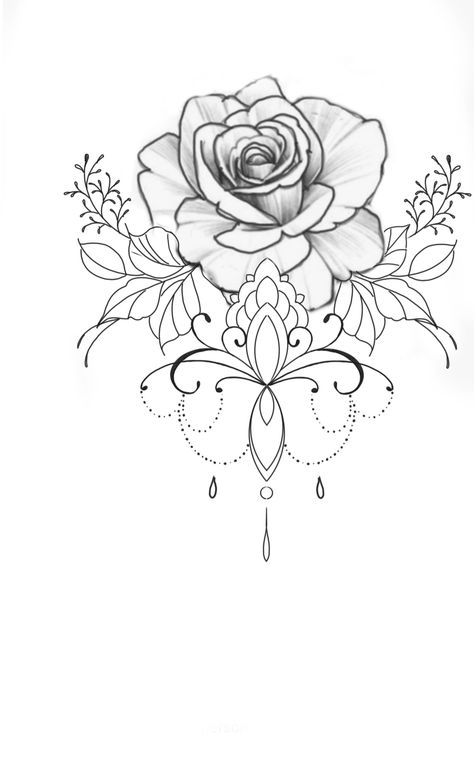 Rose With Mandala Tattoo Design, Rip Flower Tattoos, Ornamental Rose Tattoo, Lace Wrist Tattoo, Roses Tattoo Drawing, Rose Mandala Tattoo Design, Mandala Tattoo Design Women, Lace Rose Tattoos, Rose Mandala Tattoo