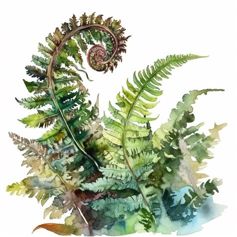 Ferns Painting, Fern Illustration, Collab Ideas, Fern Watercolor, Fern Art, Fern Forest, Fern Leaf, Fern Plant, Plant Painting