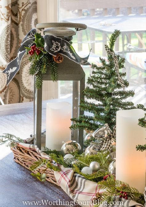 Style Showcase 60 | Simple Affordable Christmas Decorating Ideas Decorate With Lanterns, Christmas Centerpieces Ideas, Easy Winter Decorations, Budget Interior, Centerpieces Ideas, Coffee Table Centerpieces, Christmas Vignettes, Budget Decorating, Winter Decorations