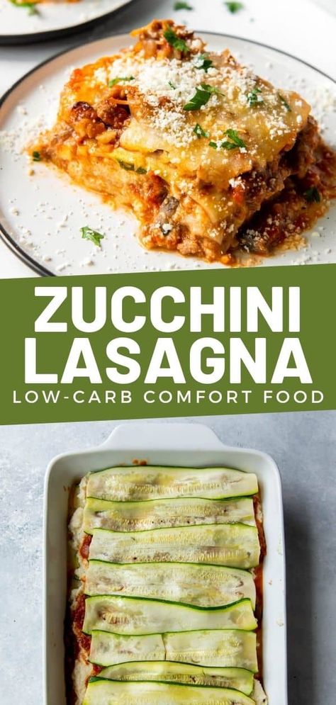 Zucchini Meals, Healthy Lasagna Recipes, Zucchini Lasagna Recipe, Low Carb Comfort Food, Italian Entrees, Zucchini Meatballs, Healthy Lasagna, Turkey Lasagna, Best Zucchini