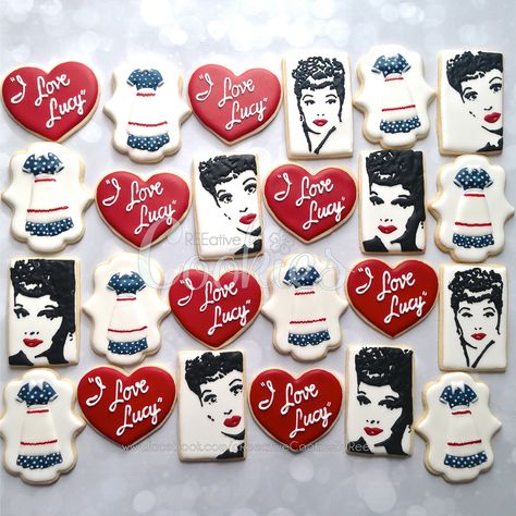 1950s Theme Party, Summer Sugar Cookies, I Love Lucy Show, Specialty Cupcakes, Happy Birthday Cookie, Lucy And Ricky, Cookie Wedding Favors, Cookies Theme, Homemade Sweets