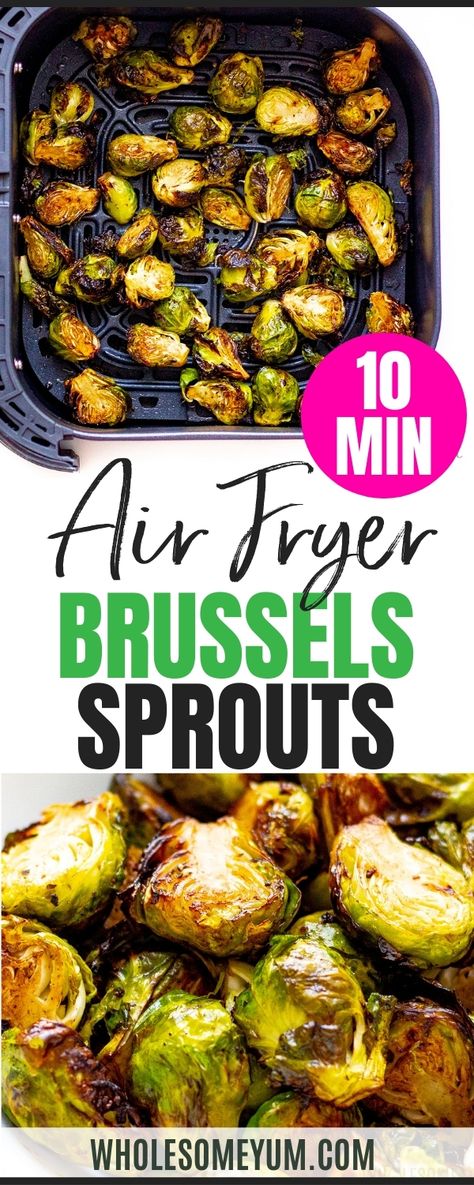 Easy Christmas Side Dishes, Air Fryer Brussel Sprouts, Freezing Brussel Sprouts, Air Fryer Brussels Sprouts, Keto Vegetables, Fried Brussel Sprouts, Cooking Brussel Sprouts, Keto Side, Wholesome Yum